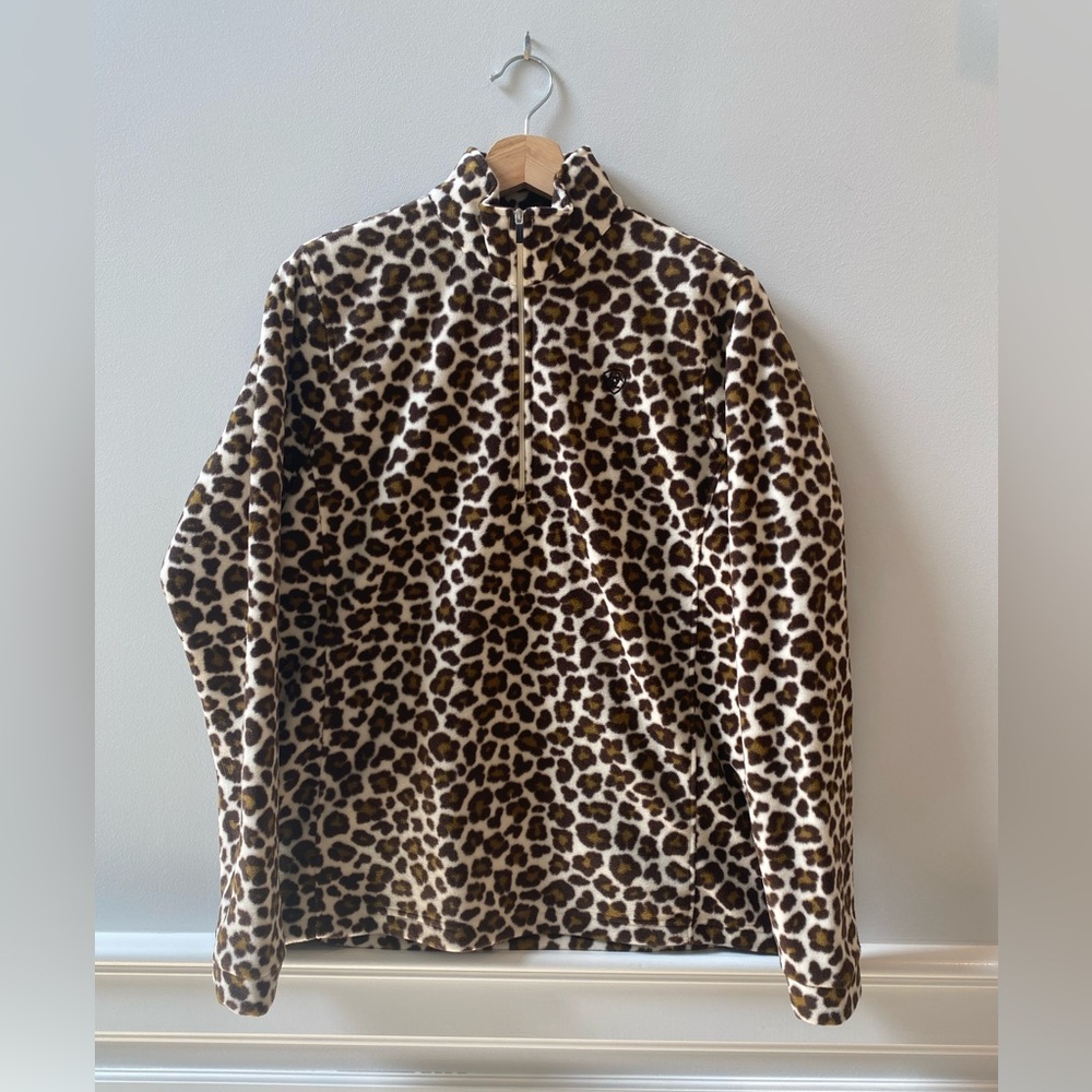 Ariat Leopard Print Quarter-Zip Fleece - Brown, Black, Cream